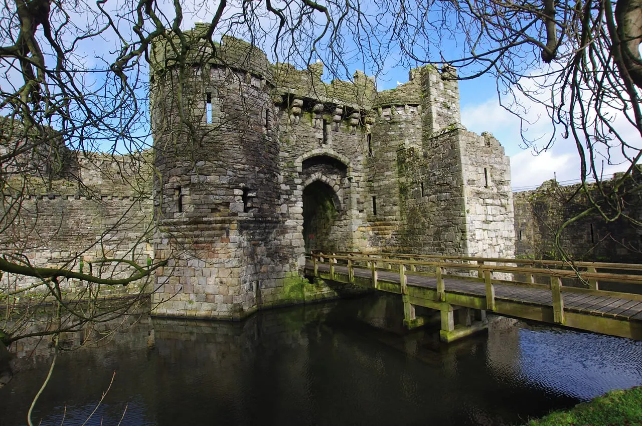 Photo of Beaumaris Castle, a ruined castle in Anglesey, north Wales.