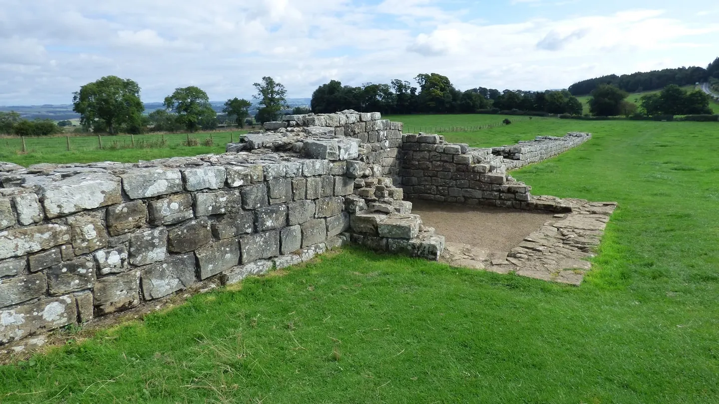 Photo of Black Carts Turret, Hadrian's Wall, a frontier wall near Wark, Northumberland, north east England.