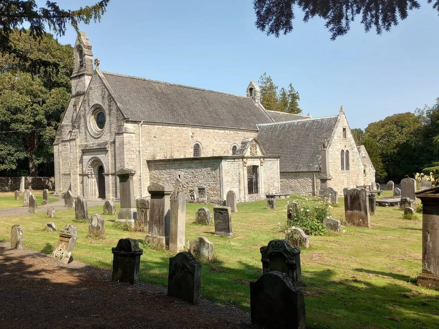Photo of Abercorn Church, a church in West Lothian, central Scotland.