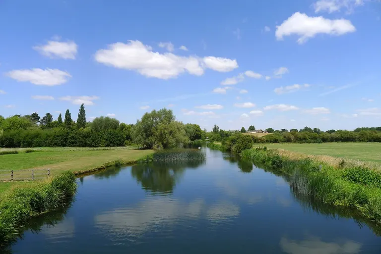 Photo of the River Nene, a 91-mile river navigation running from Northampton to near Wisbech, England.