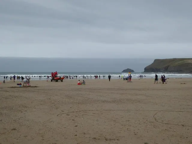 Photo of Polzeath, a swimming spot near Padstow, Cornwall, south west England.