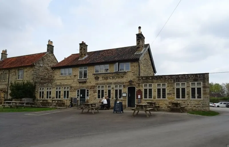 Photo of The Crown Inn (Hutton-le-Hole), a pub in the North York Moors, North Yorkshire, northern England.