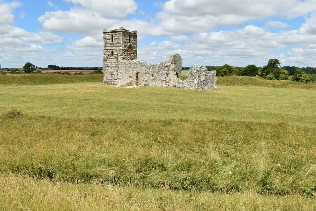 Photo of Knowlton Church and Earthworks, a henge near Cranborne in Cranborne Chase and West Wiltshire Downs, Dorset, south west England.