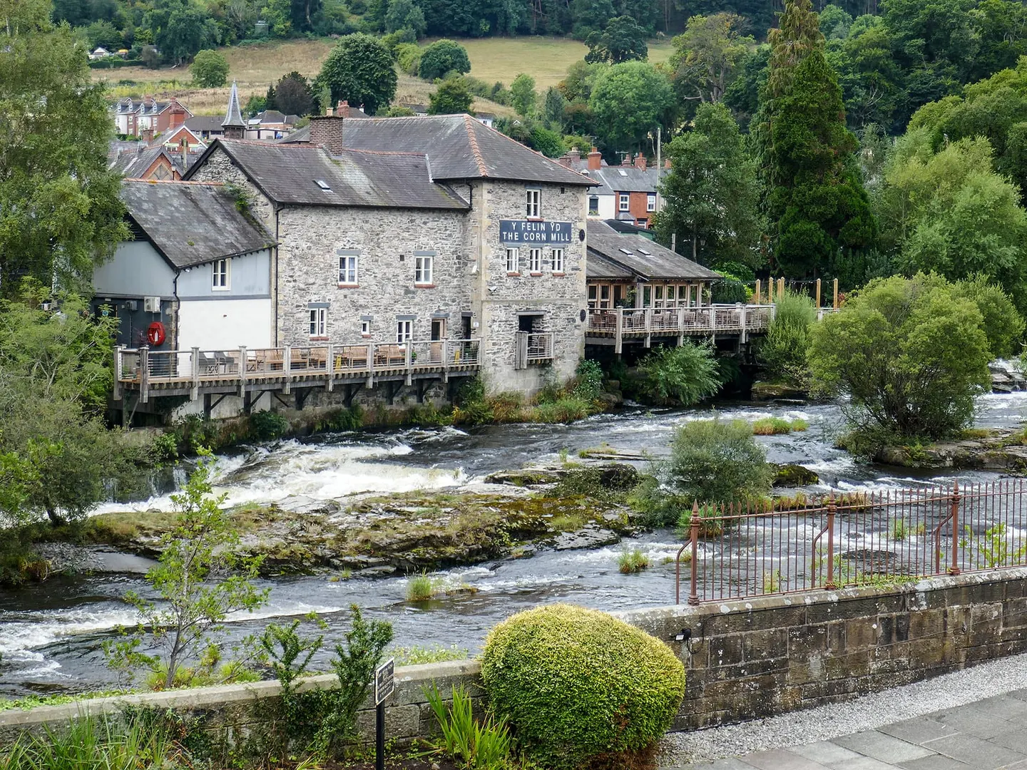 Photo of The Corn Mill, a pub near Llangollen in the Clwydian Range & Dee Valley, Denbighshire, north Wales.