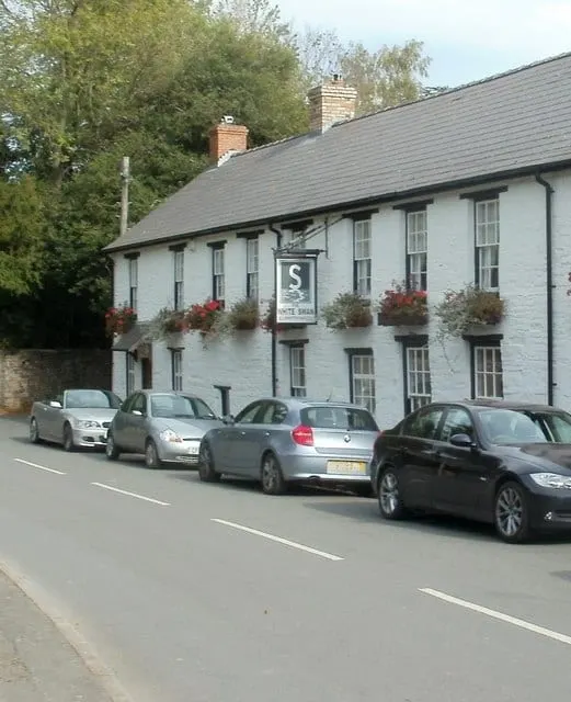 Photo of The White Swan Inn, a pub near Llanfrynach in Bannau Brycheiniog, the Powys, mid Wales.