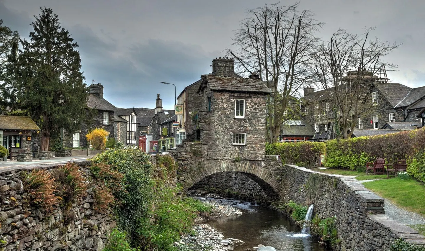 Photo of Bridge House, a landmark near Ambleside in the Lake District, Cumbria, north west England.