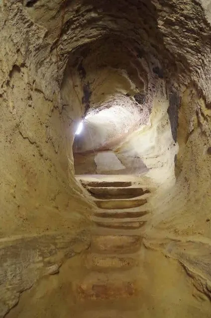 Photo of City of Caves, a cave in Nottinghamshire, central England.