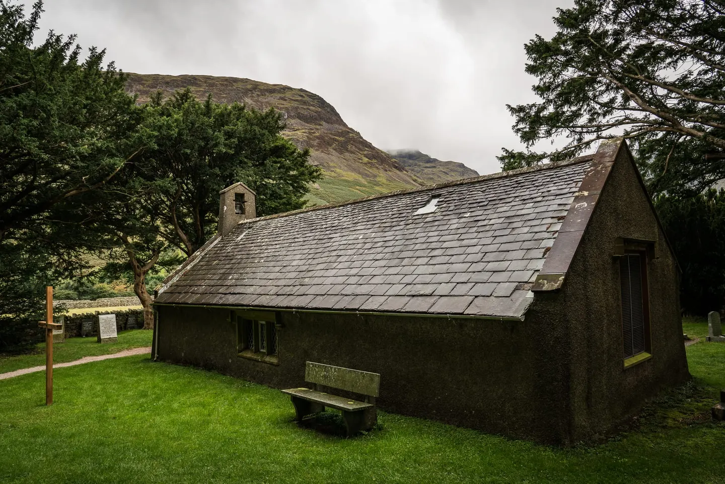 Photo of St Olaf's Church, Wasdale Head, a church in the Lake District, Cumbria, north west England.
