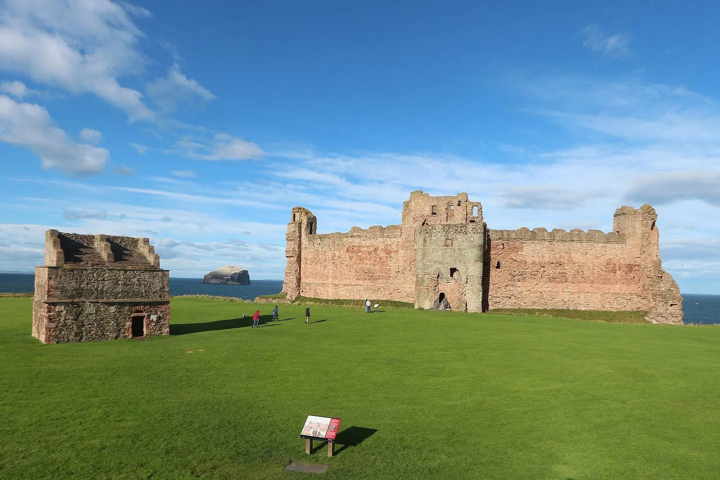Photo of Tantallon Castle, a ruined castle near Whitekirk, East Lothian, central Scotland.