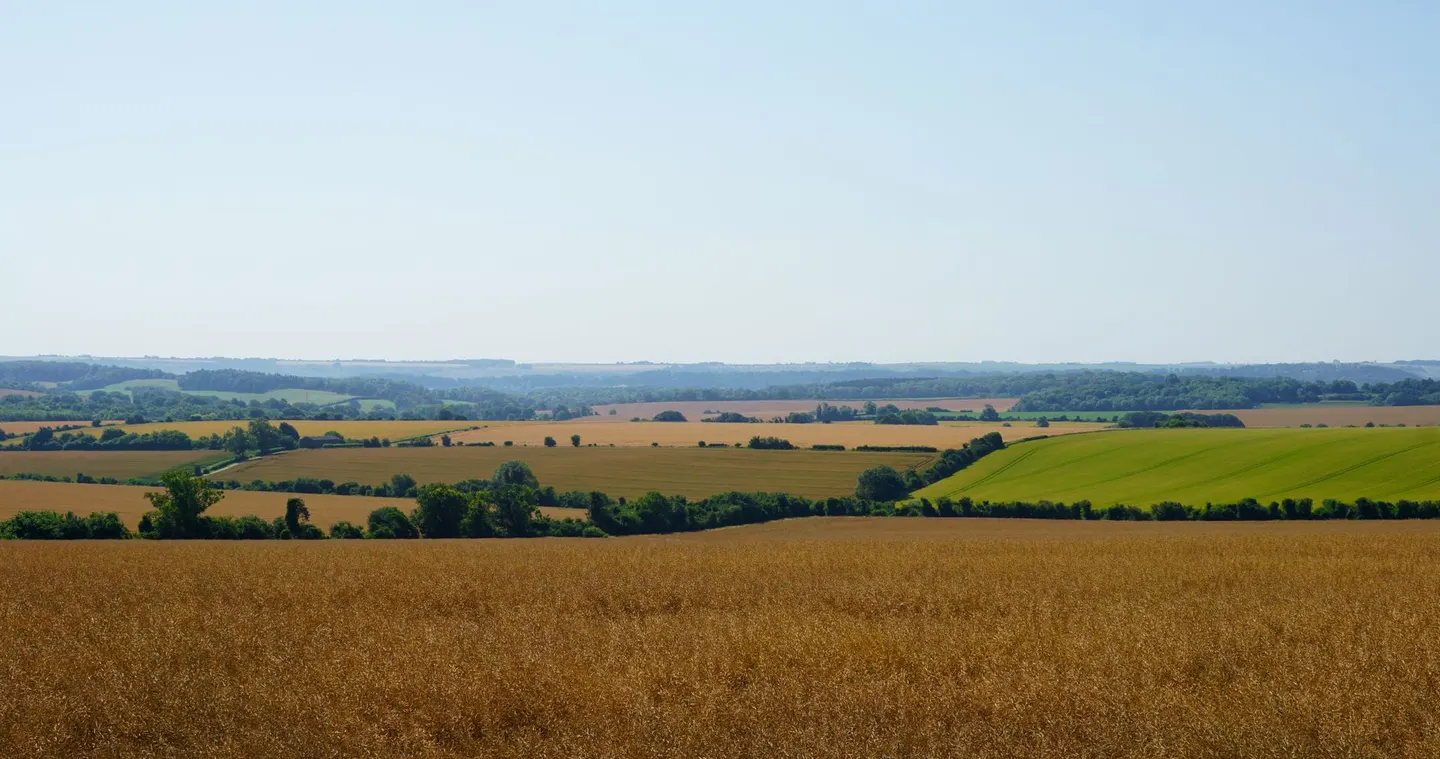 Photo of the Lincolnshire Wolds, a National Landscape in Lincolnshire, central England.