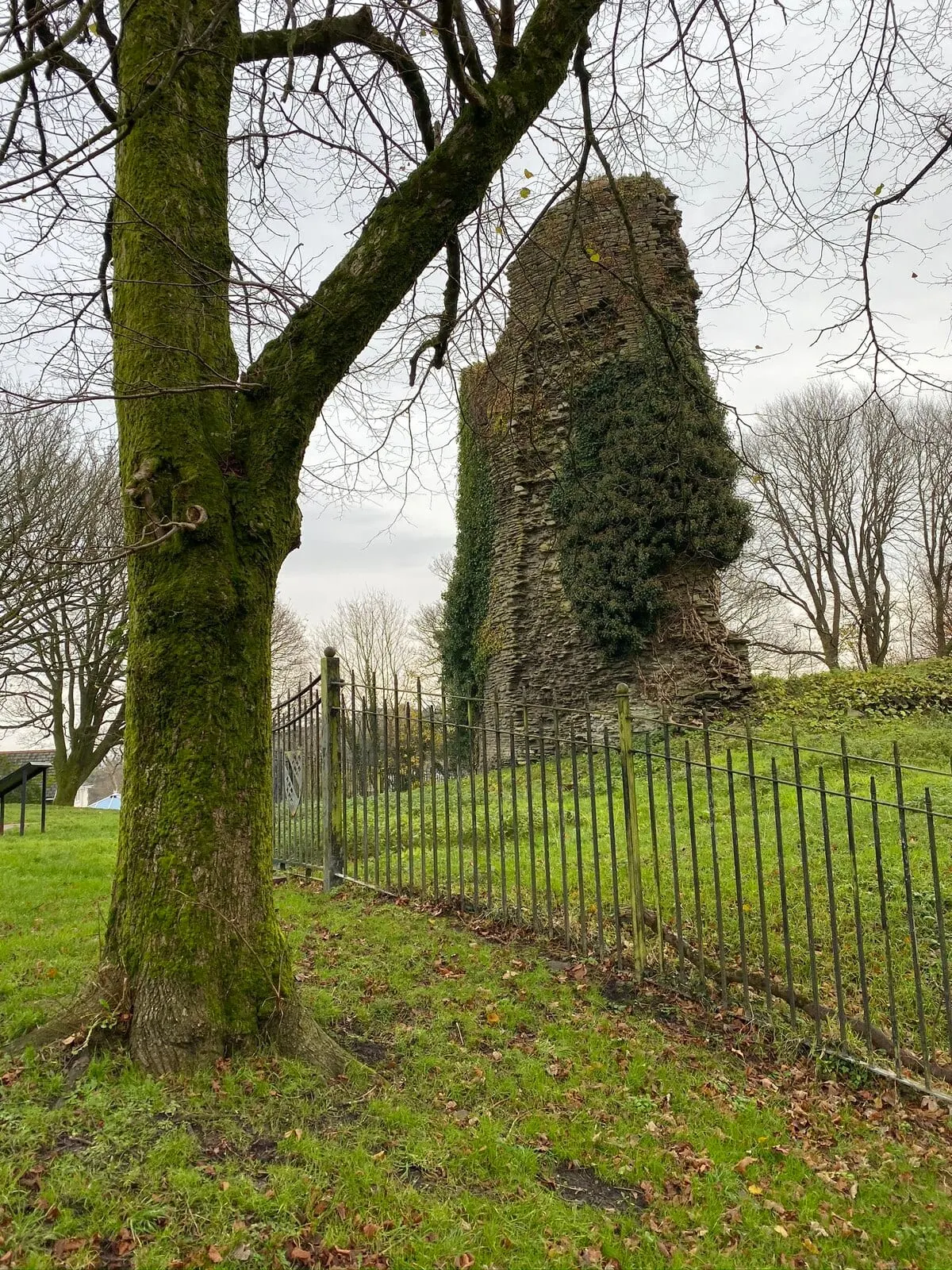 Photo of Llantrisant Castle, a ruined castle near Pontypridd, Rhondda Cynon Taf, south east Wales.