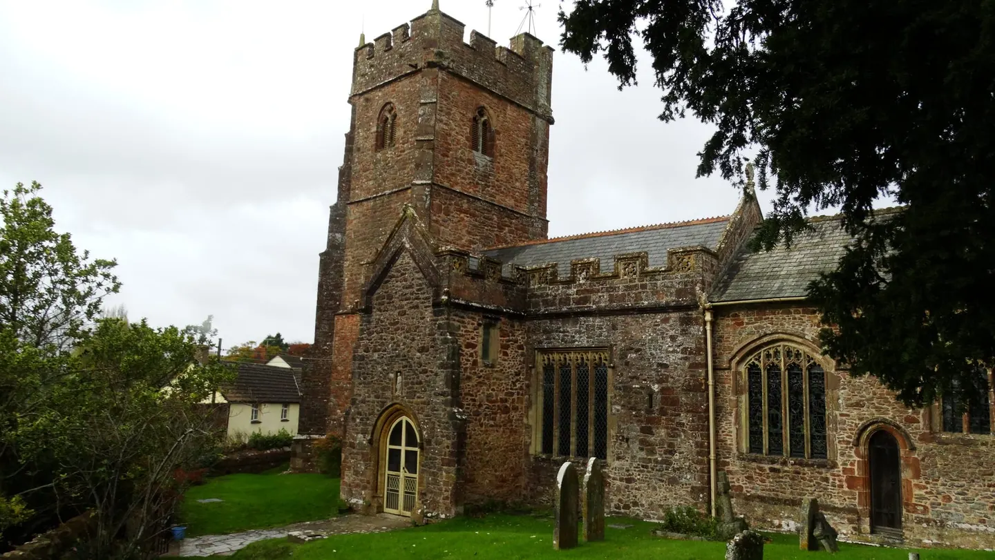 Photo of St George's Church, Bicknoller, a church in the Quantock Hills, Somerset, south west England.