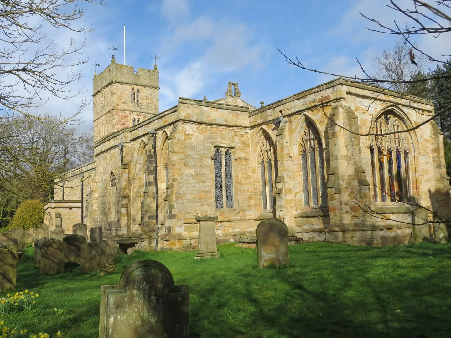 Photo of St Brandon's Church, Brancepeth, a church in County Durham, north east England.