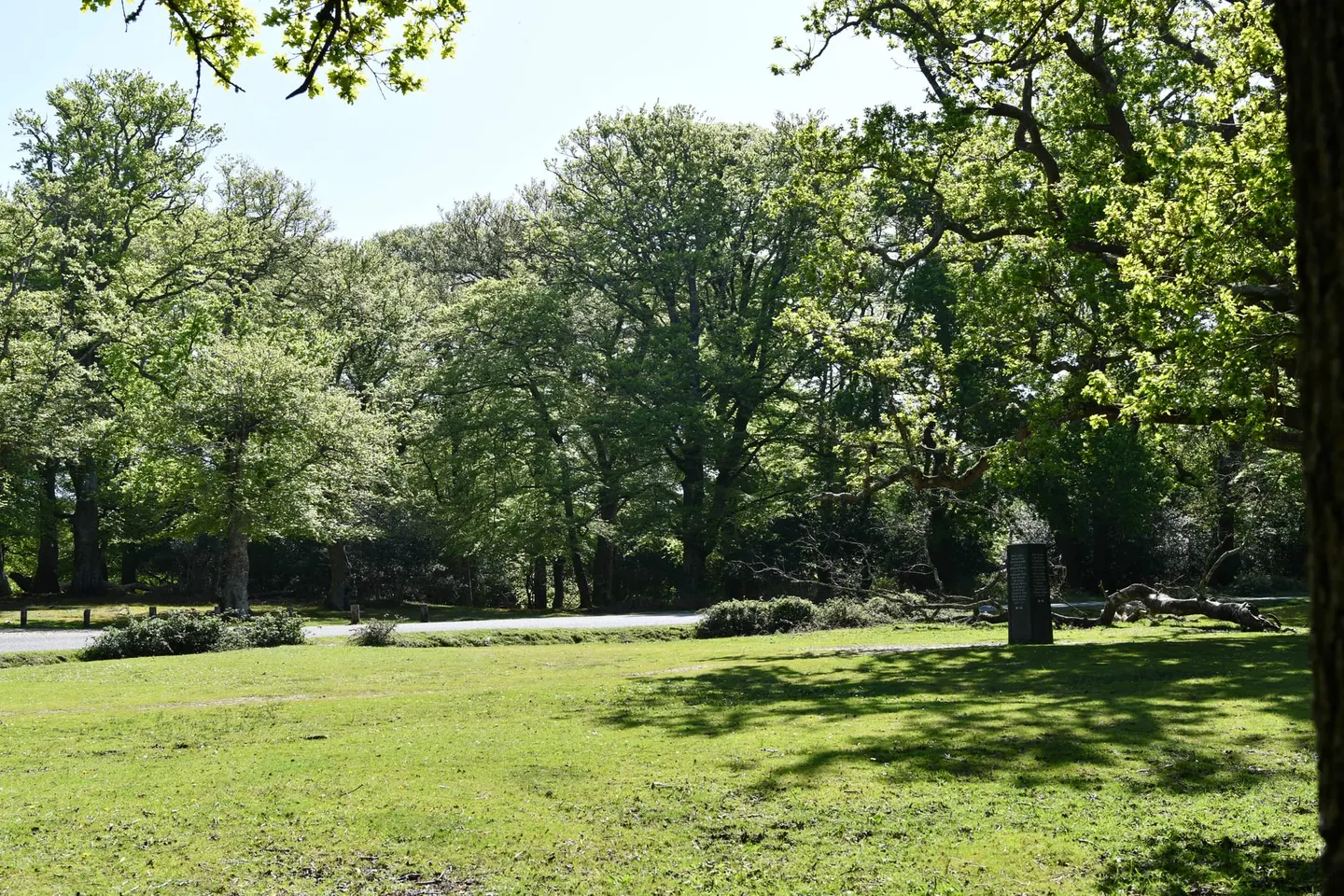 Photo of Rufus Stone, a landmark near Minstead in the New Forest, Hampshire, south east England.
