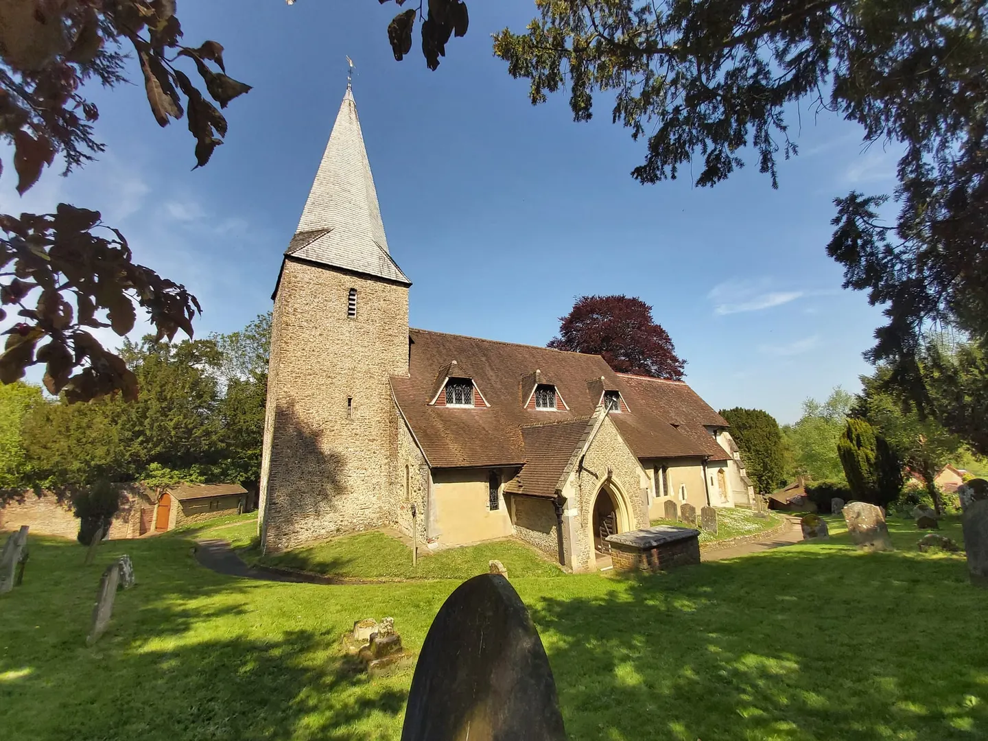 Photo of St Nicholas' Church, Compton, a church in Surrey, south east England.