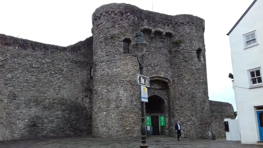Photo of Carmarthen Castle, a ruined castle in Carmarthenshire, south west Wales.