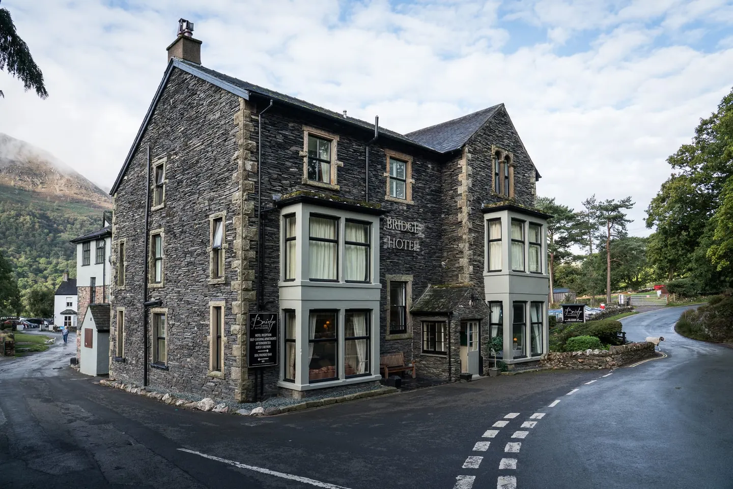 Photo of The Bridge Hotel, a pub near Buttermere in the Lake District, Cumbria, north west England.