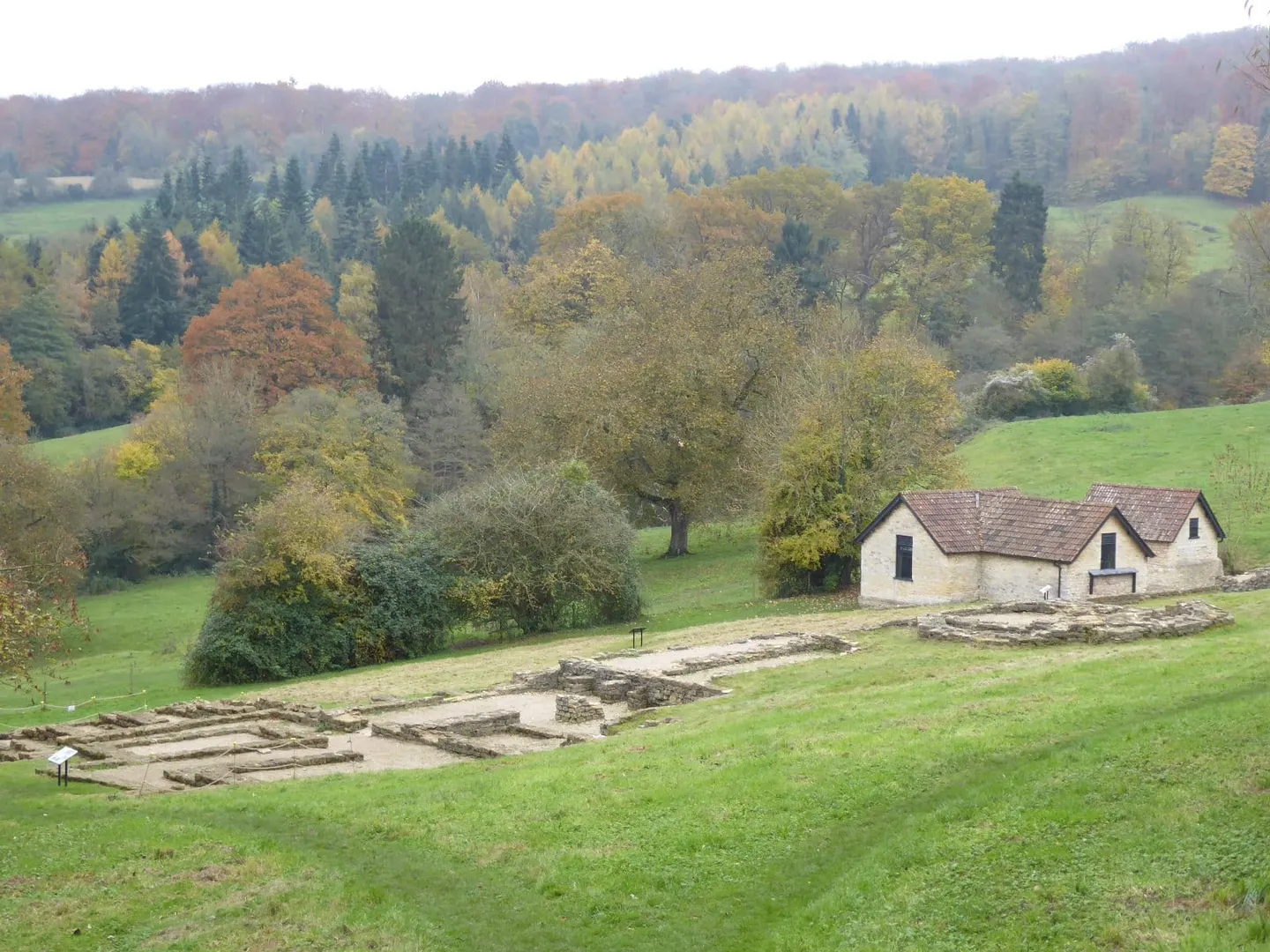 Photo of Great Witcombe Roman Villa, a Roman villa near Painswick in the Cotswolds, Gloucestershire, south west England.