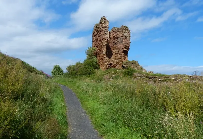 Photo of Seafield Tower, a ruined castle near Kirkcaldy, Fife, central Scotland.