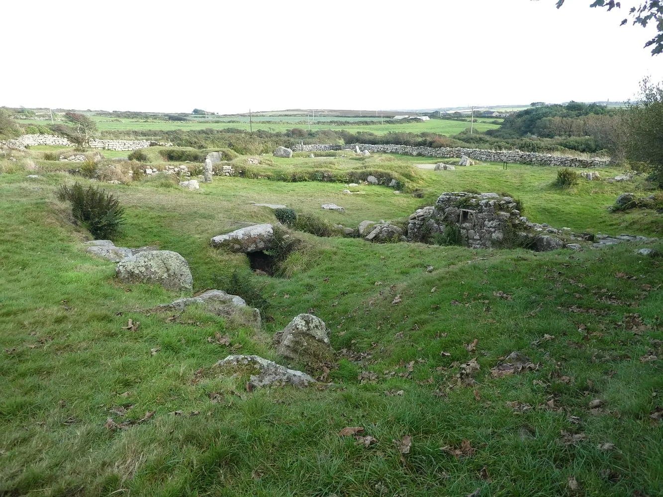 Photo of Carn Euny Ancient Village, a prehistoric village near Sennen Cove, Cornwall, south west England.
