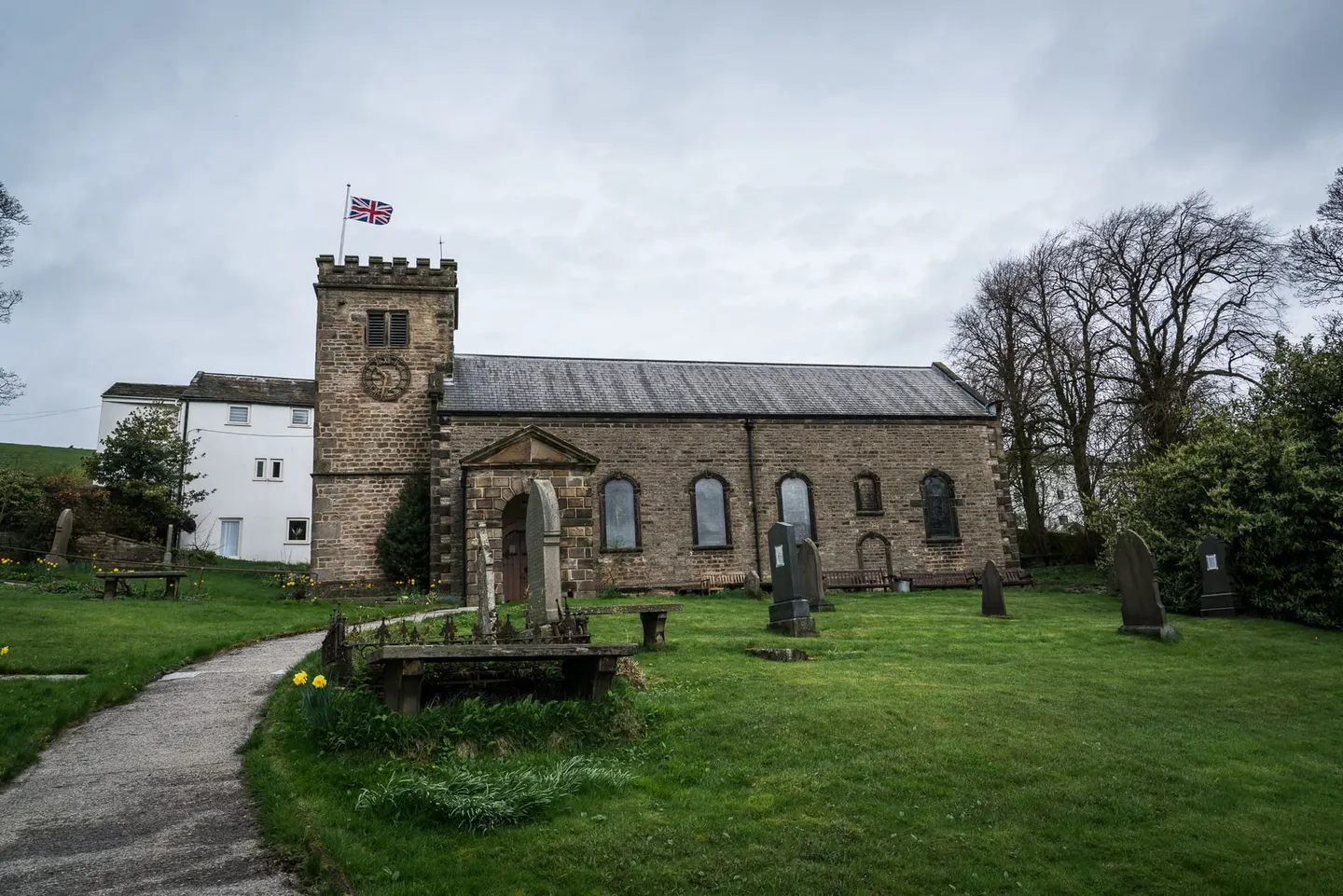 Photo of St Mary's Church, Newchurch-in-Pendle, a church in the Forest of Bowland, Lancashire, north west England.