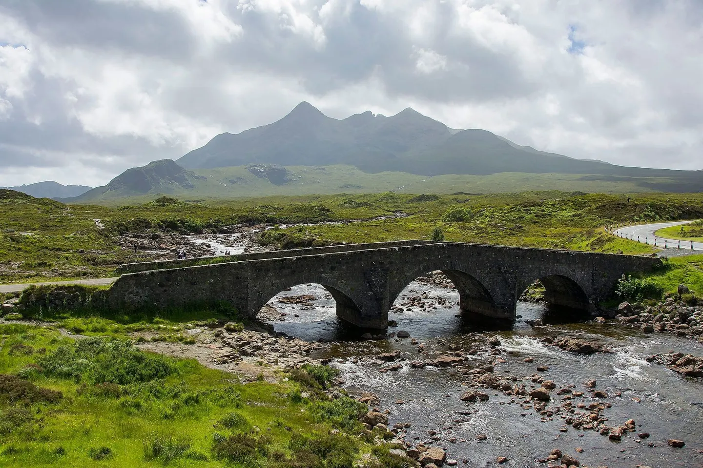 Photo of Sligachan Old Bridge, a visitor attraction in the Cuillin Hills, Highland, the Scottish Highlands and Islands.
