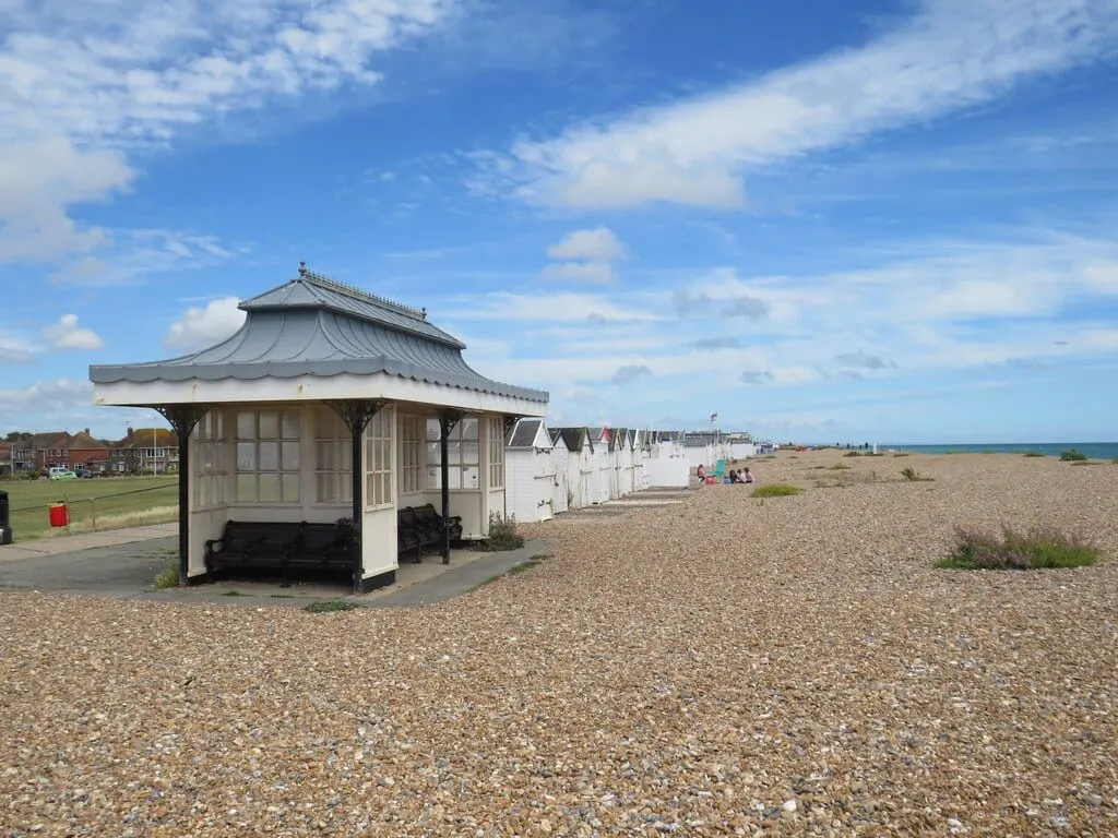 Photo of Goring Beach, a swimming spot near Findon, West Sussex, south east England.