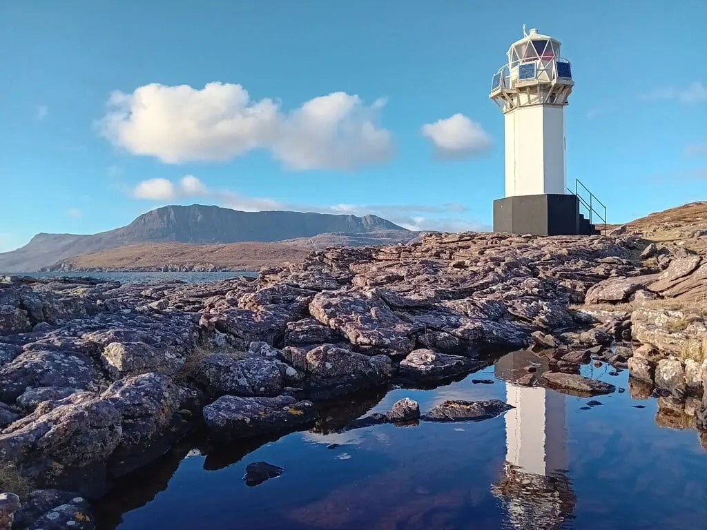 Photo of Rhue Lighthouse, a lighthouse near Ardmair, Highland, the Scottish Highlands and Islands.