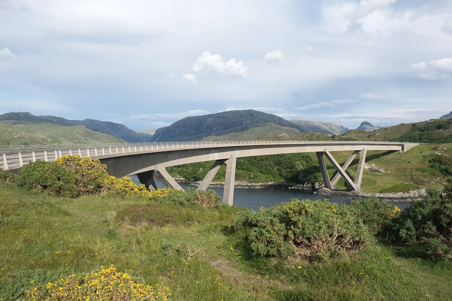 Photo: Kylesku Bridge, a viewpoint in Assynt–Coigach, Highland, the Scottish Highlands and Islands.