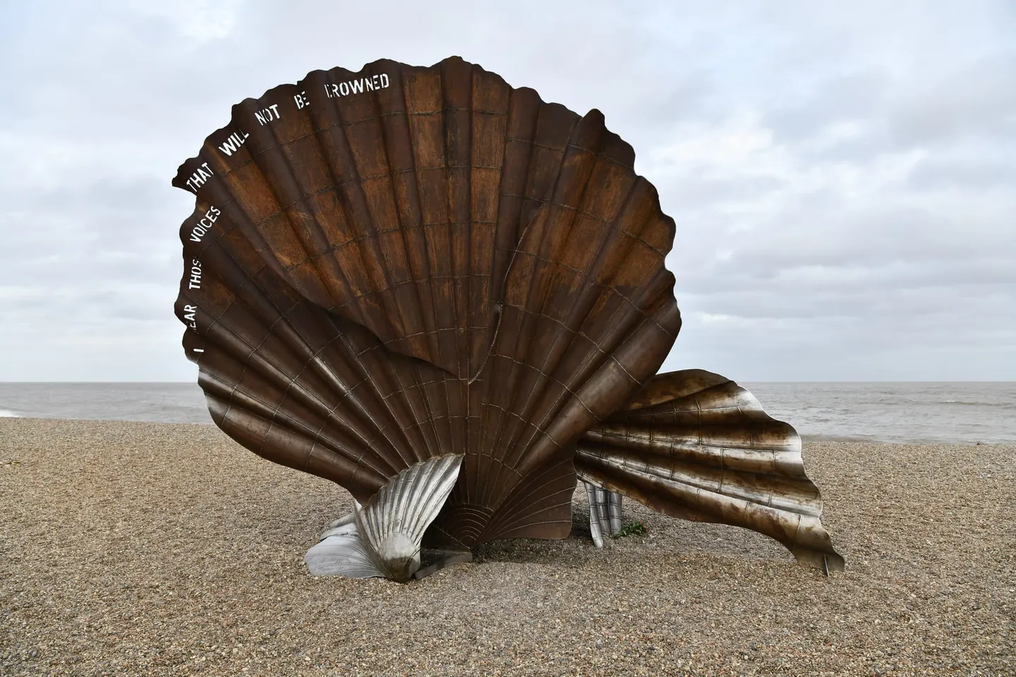 Photo of The Scallop, a landmark near Aldeburgh, Suffolk, eastern England.