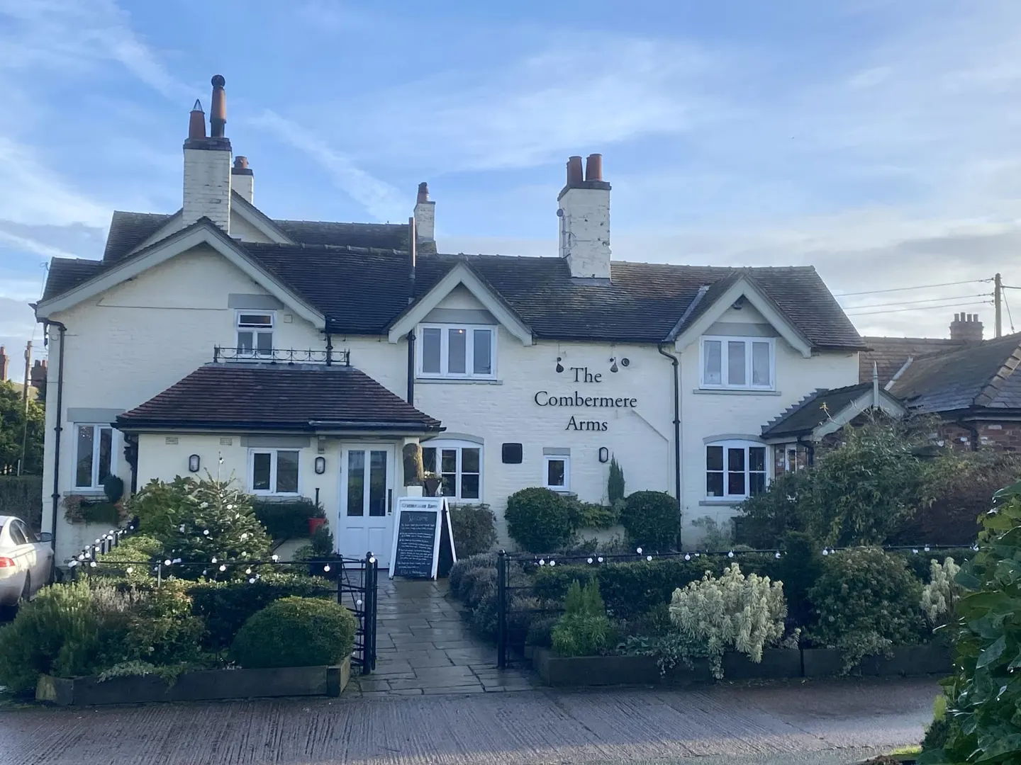 Photo of The Combermere Arms, a pub near Burleydam, Cheshire, north west England.
