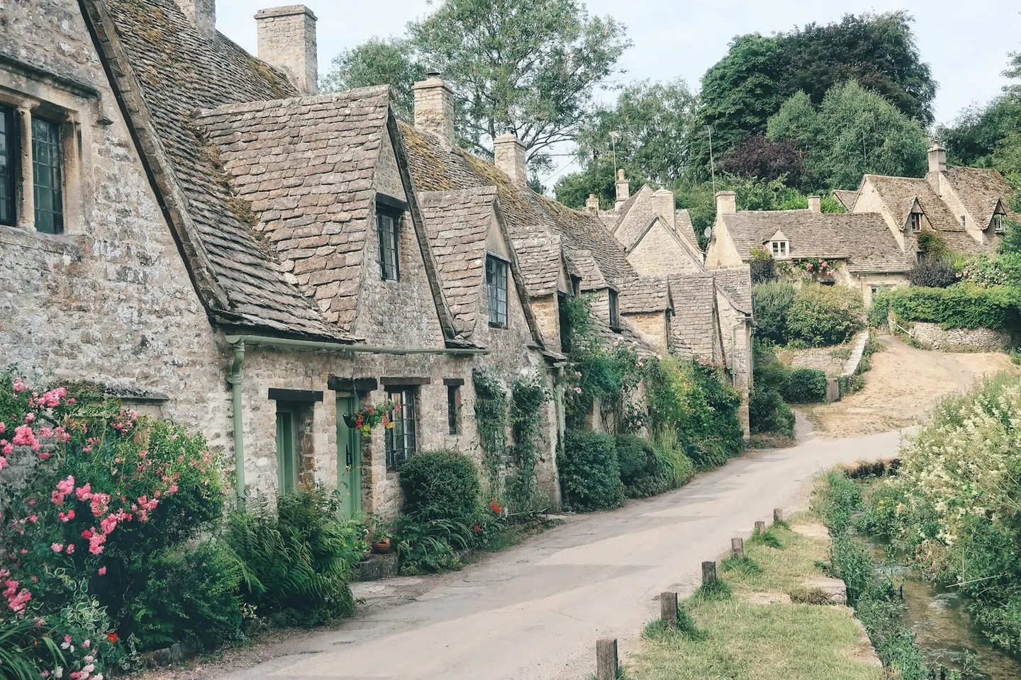 Photo of Bibury, a village in the Cotswolds, Gloucestershire, south west England.