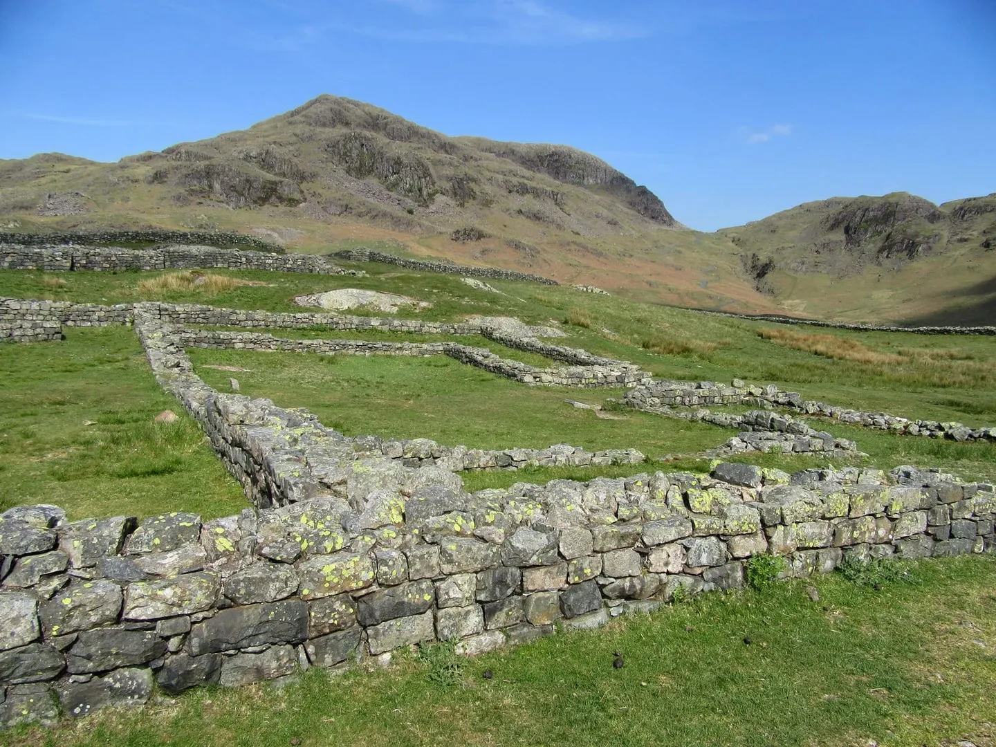 Photo of Hardknott Roman fort, a Roman fort near Boot in the Lake District, Cumbria, north west England.