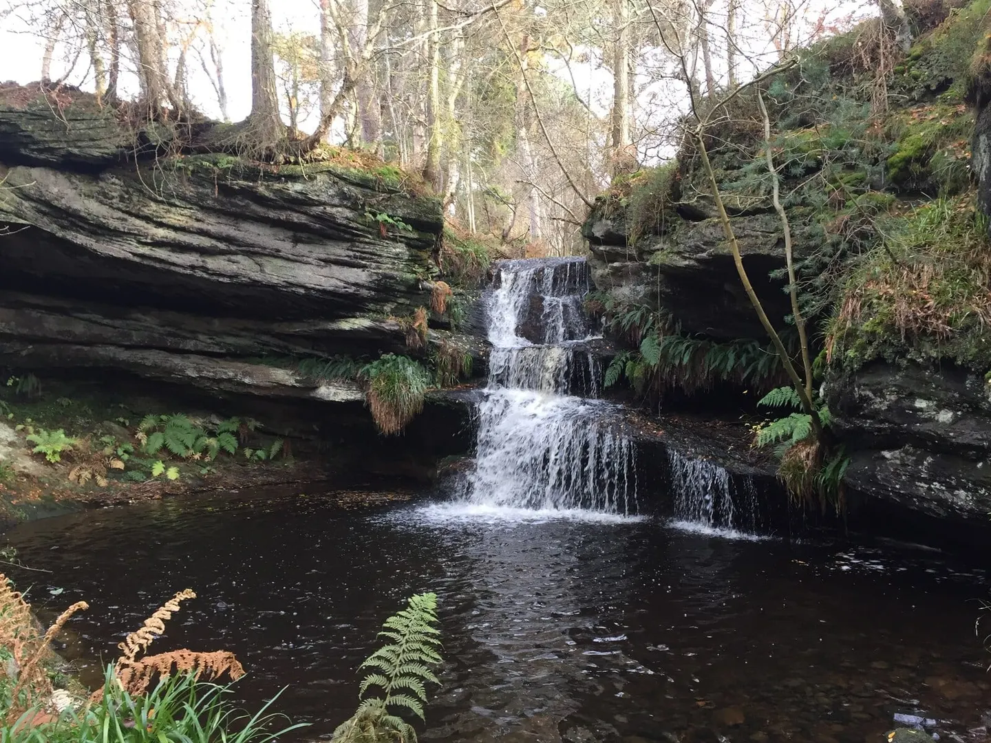Photo of Roughting Linn, a waterfall near Ford, Northumberland, north east England.