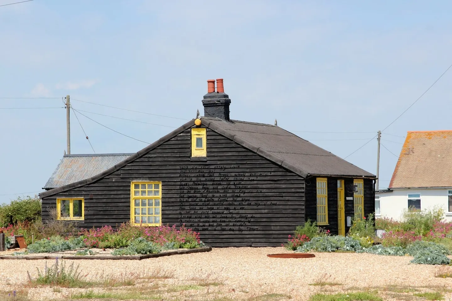 Photo of Prospect Cottage, a landmark near New Romney, Kent, south east England.