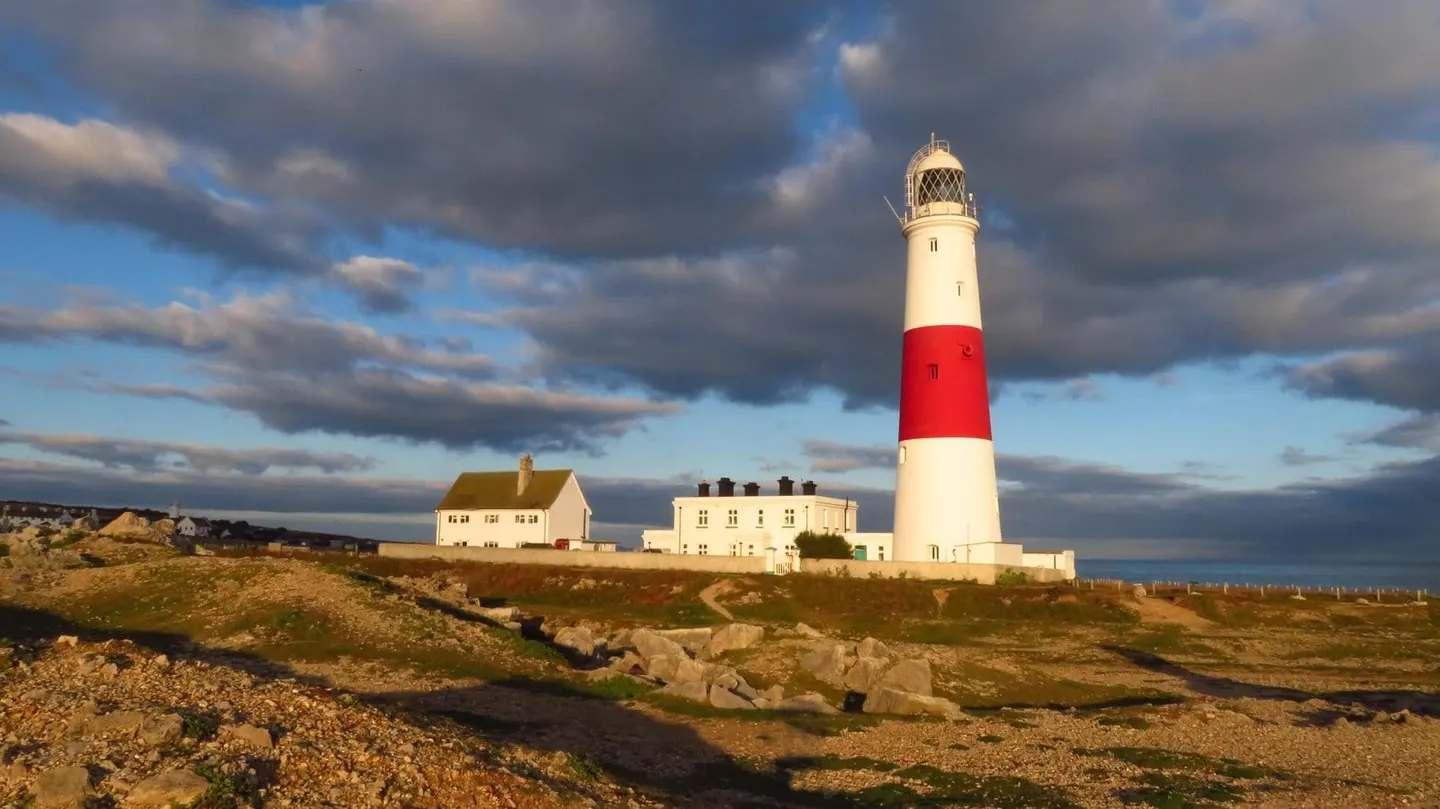 Photo of Portland Bill Lighthouse, a lighthouse near Weymouth, Dorset, south west England.