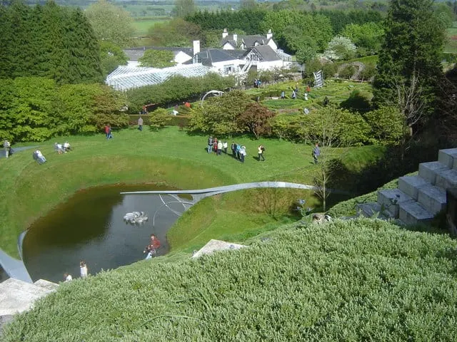 Photo of The Garden of Cosmic Speculation, a garden near Holywood, Dumfries and Galloway, southern Scotland.