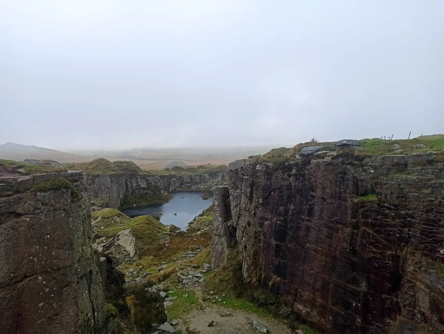 Photo of Foggintor Quarry, a pool near Postbridge in Dartmoor, Devon, south west England.