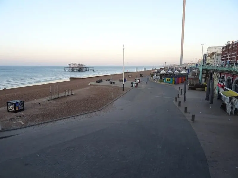 Photo of Brighton beach, a swimming spot in East Sussex, south east England.