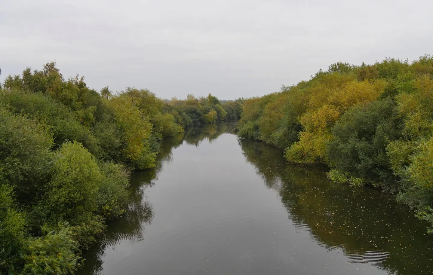 Photo of the Aire & Calder Navigation, a 34-mile river navigation running from Leeds to Goole, northern England.