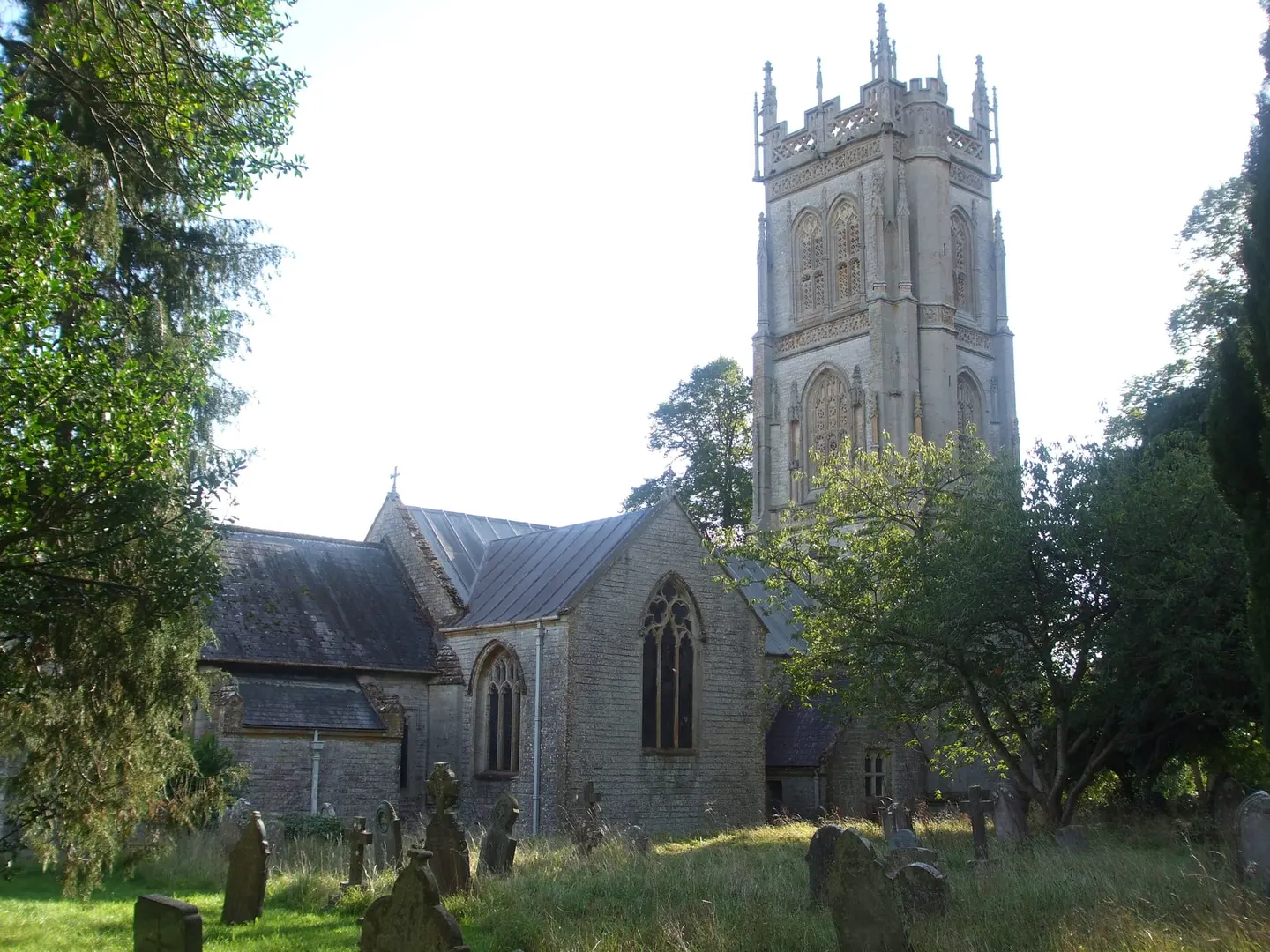 Photo of St Mary's Church, Huish Episcopi, a church in Somerset, south west England.