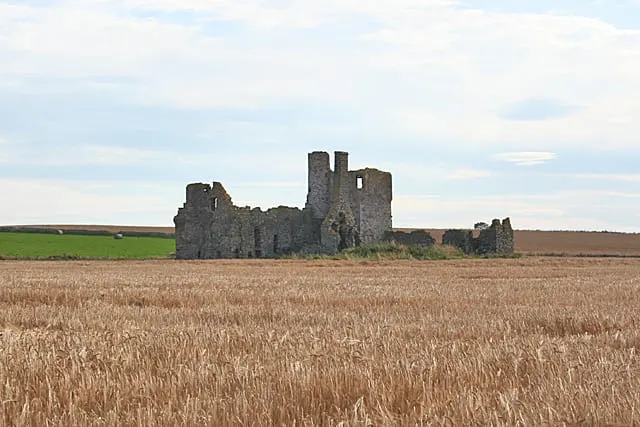 Photo of Pittulie Castle, a ruined castle near Rosehearty, Aberdeenshire, north east Scotland.