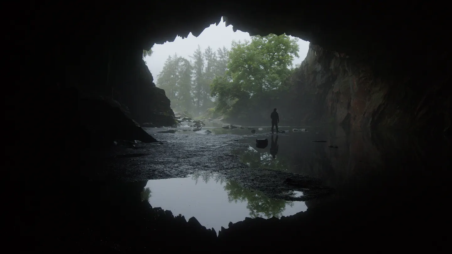 Photo of Rydal Cave, a cave in the Lake District, Cumbria, north west England.