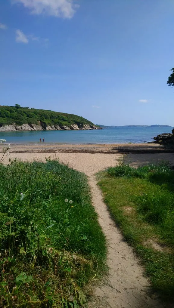 Photo of Maenporth, a swimming spot near Mawnan Smith, Cornwall, south west England.