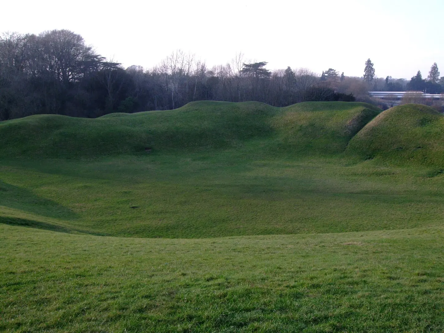 Photo of Cirencester Amphitheatre, a Roman archaeological site in Gloucestershire, south west England.