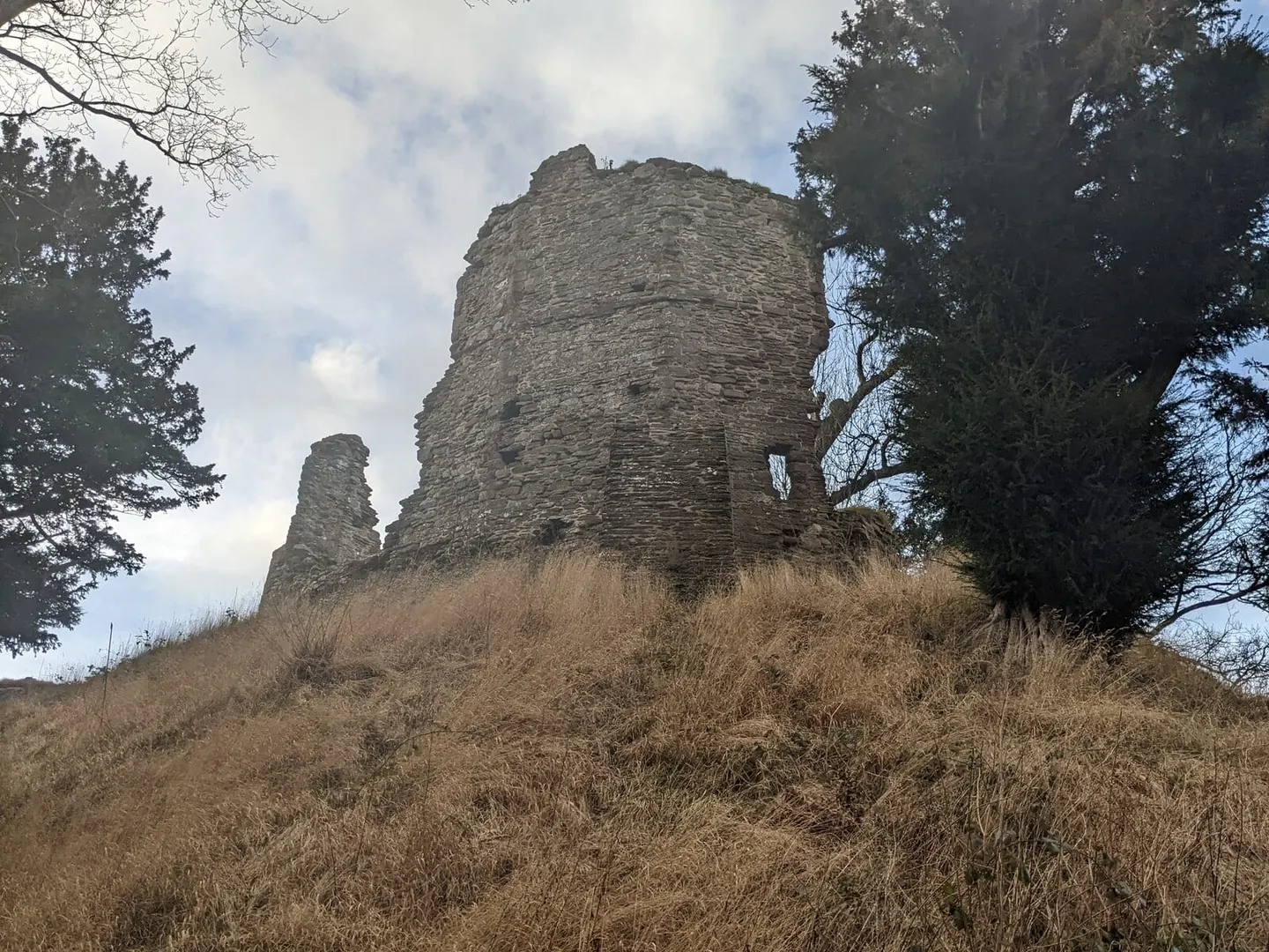 Photo of Snodhill Castle, a ruined castle near Dorstone, Herefordshire, central England.
