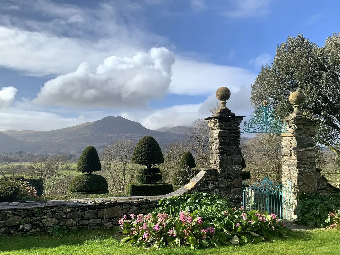 Photo of Plas Brondanw, a garden near Llanfrothen in Eryri, Gwynedd, north Wales.