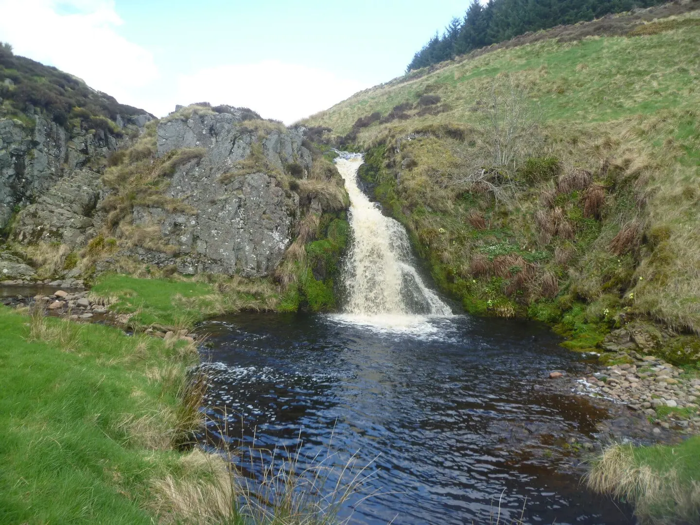 Photo of Davidson's Linn, a waterfall near Alwinton, Northumberland, north east England.