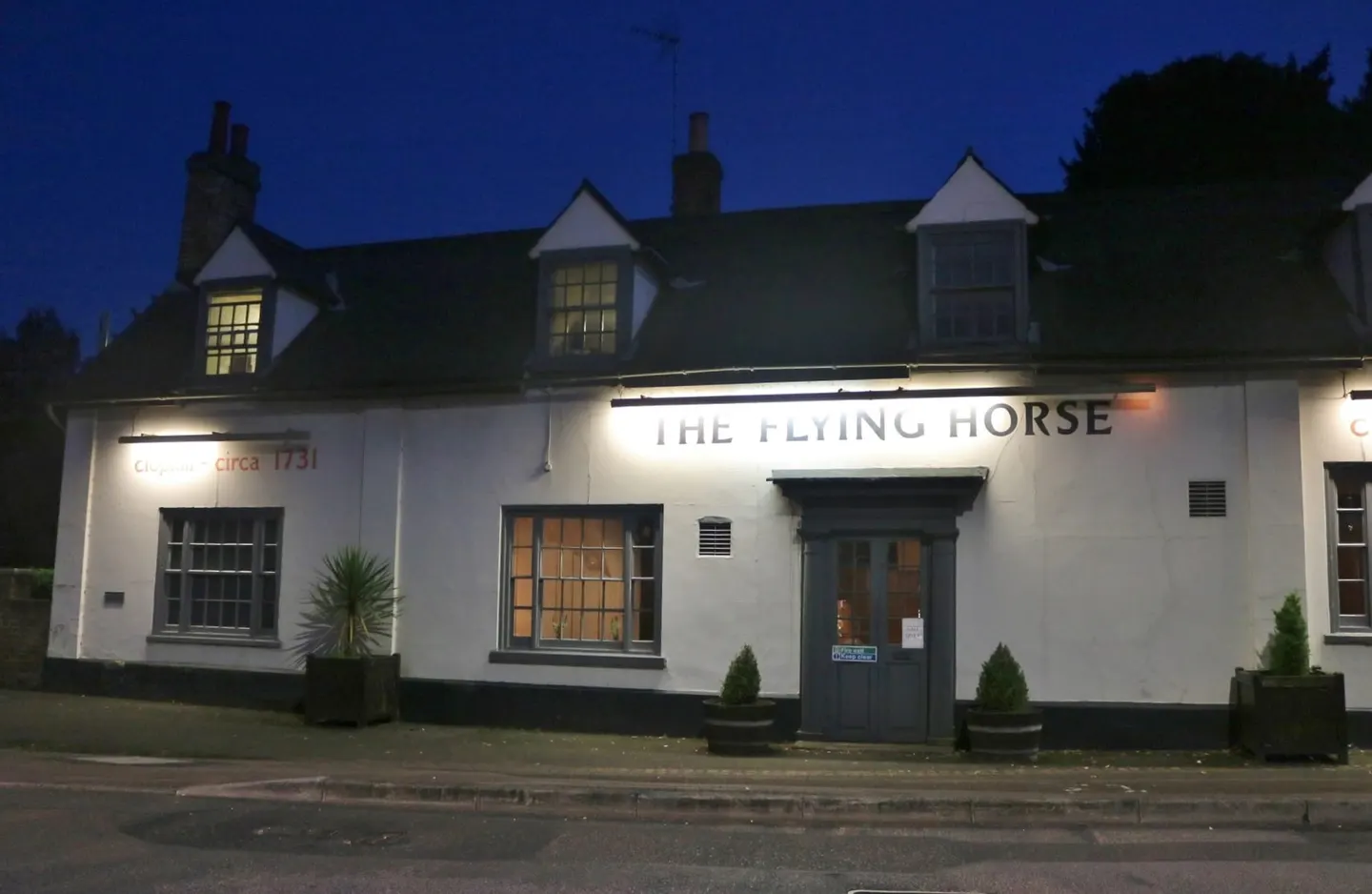 Photo of The Flying Horse, a pub near Clophill, Bedfordshire, eastern England.
