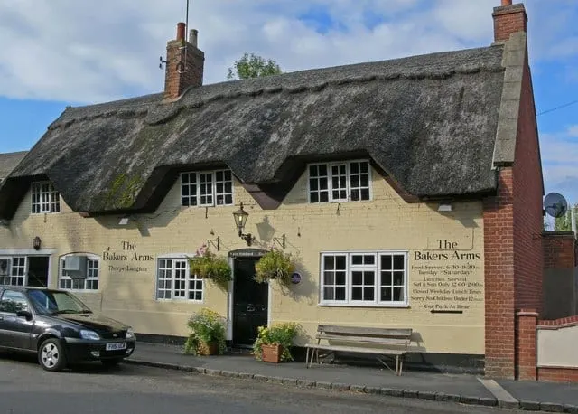 Photo of The Baker's Arms, a pub near Thorpe Langton, Leicestershire, central England.